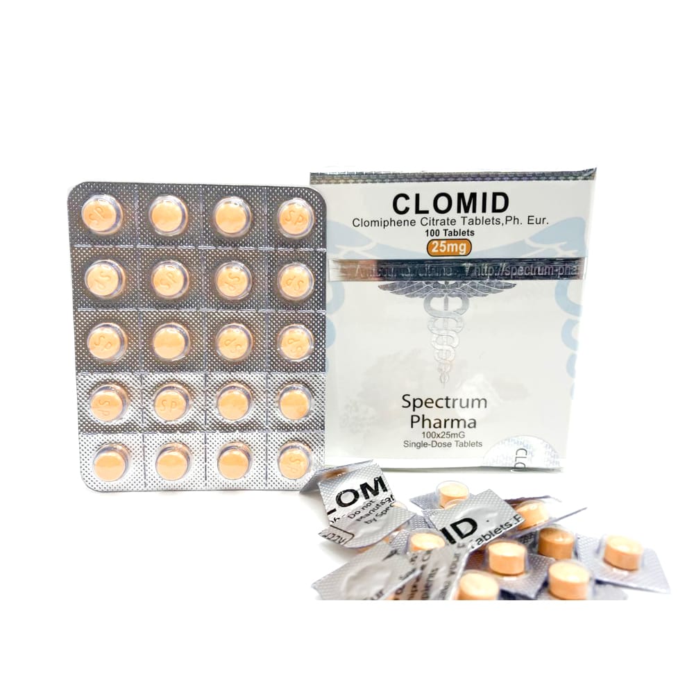 Clomid embalagem de 25 mg com 100 comprimidos Spectrum Pharma