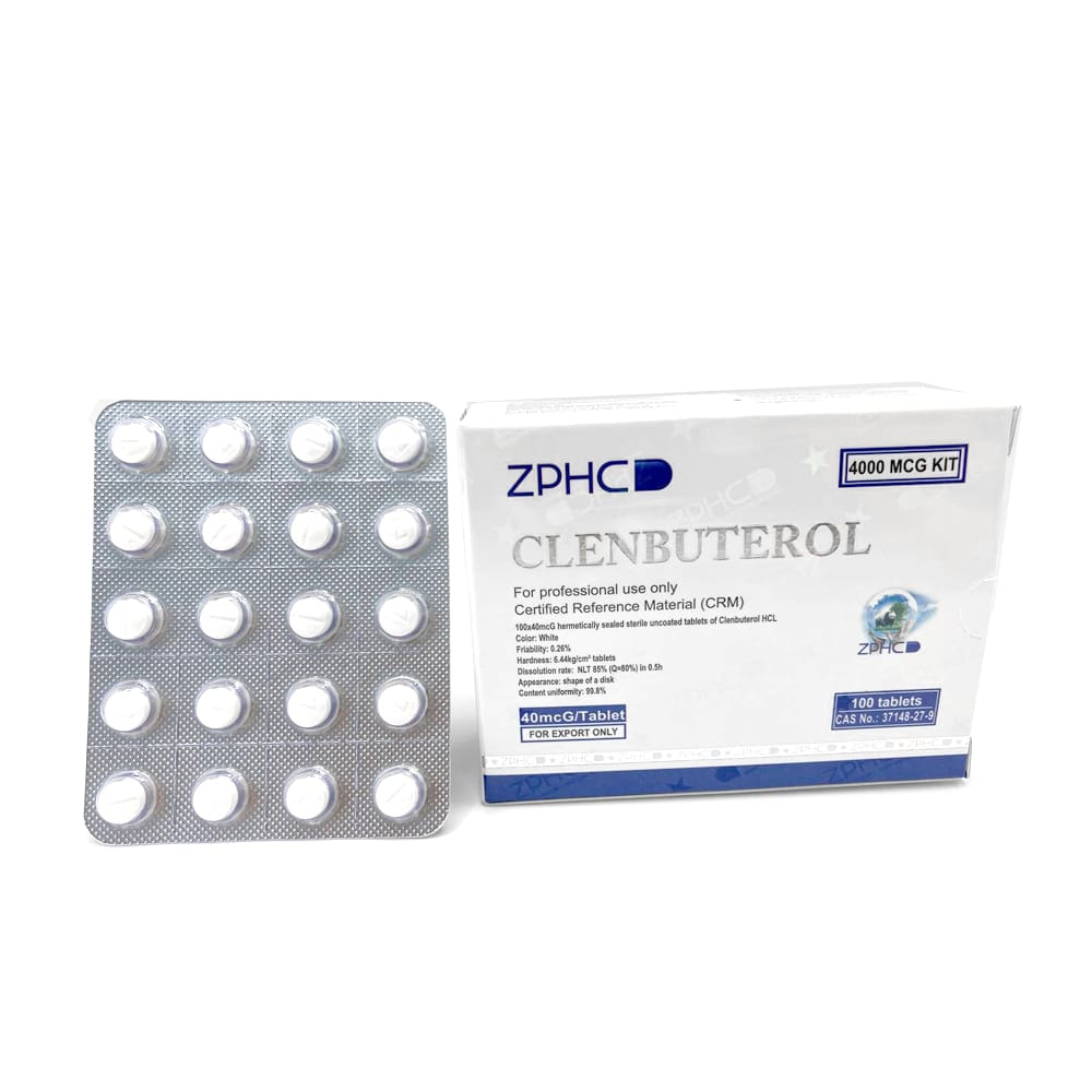 Clenbuterol ZPHC 40 mcg — front box of 100 tablets thermogenic beta-2 agonist