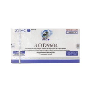 AOD 9604 ZPHC 25 mg - caixa com frascos de peptídeo liofilizado de 5 × 5 mg