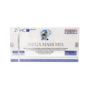 Mega Mass Mix ZPHC 50 mg — caixa com 5 frascos liofilizados de GHRP-6 + CJC-1295 de 10 mg