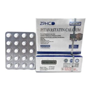 Comprimido close-up de 2 mg de Pitavastatina ZPHC (estatina sintética para pesquisa de colesterol)